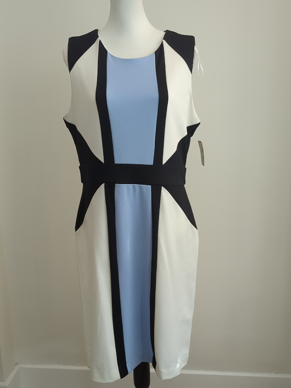 NWT Jaclyn Smith Sleeveless Colorblock Sheath Midi Dress